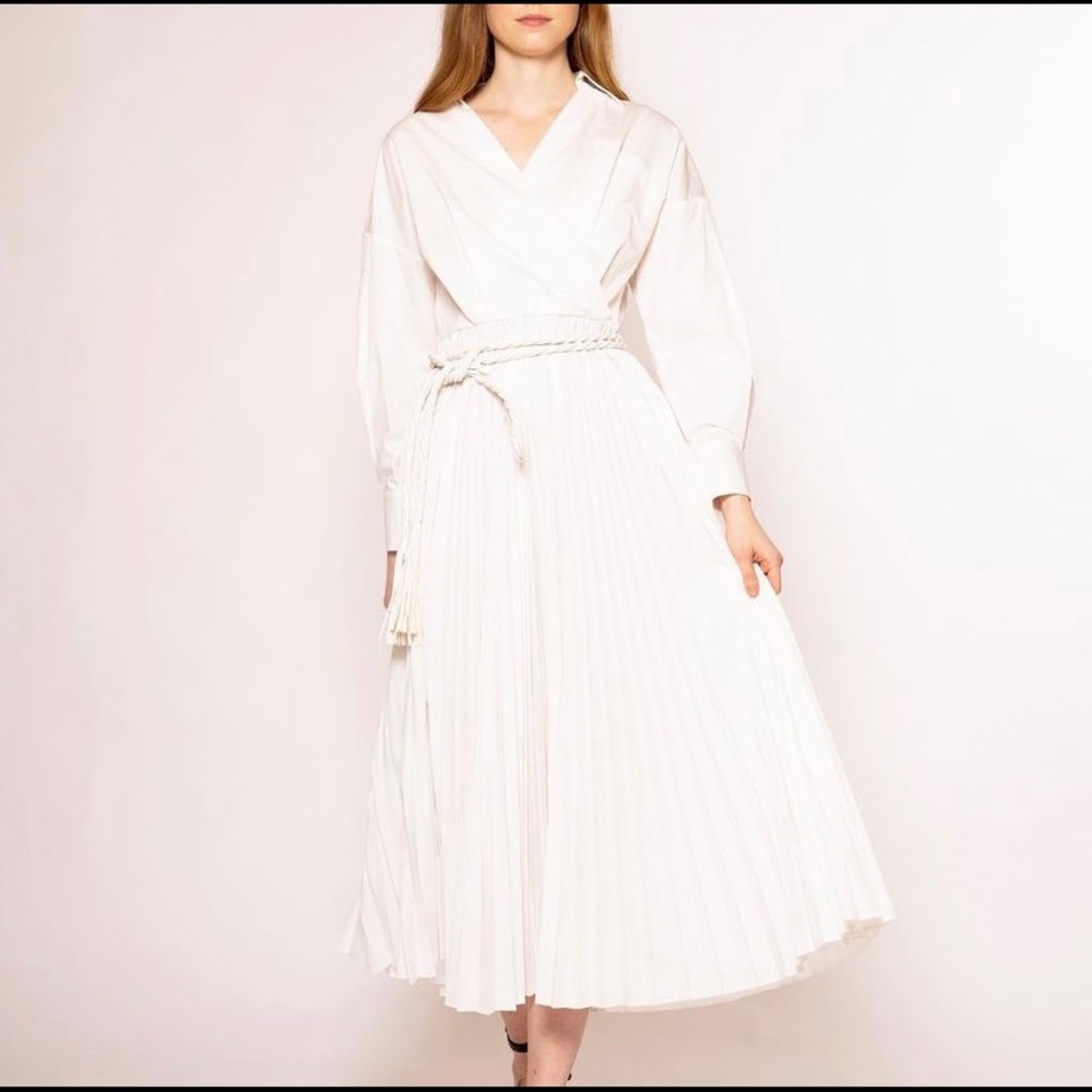 Rope tie pleated maxi dress.